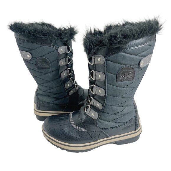 Sorel TOFINO II Youth Waterproof Boot Girl's Black Snow Boot Winter Boot Size 4 - Picture 1 of 11